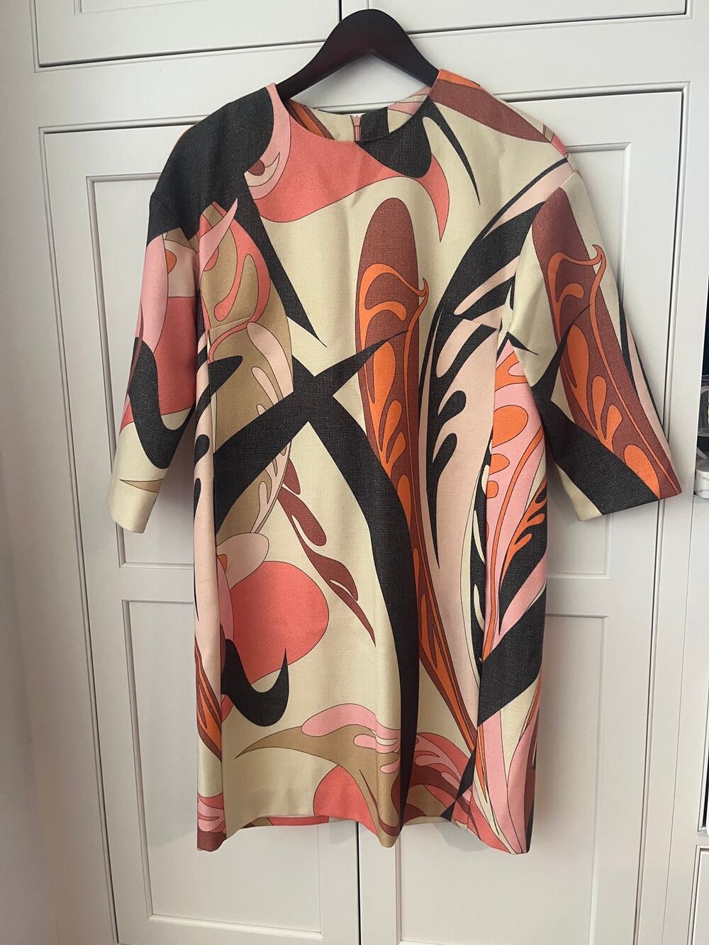 Emilio Pucci Inspired 60s Mod Shift Dress Abstract Orchid Geometric Sz.S New